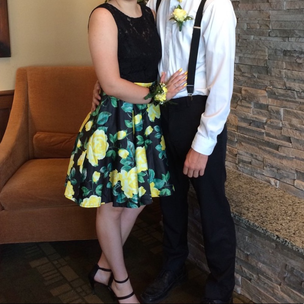 Yellow flower homecoming dress